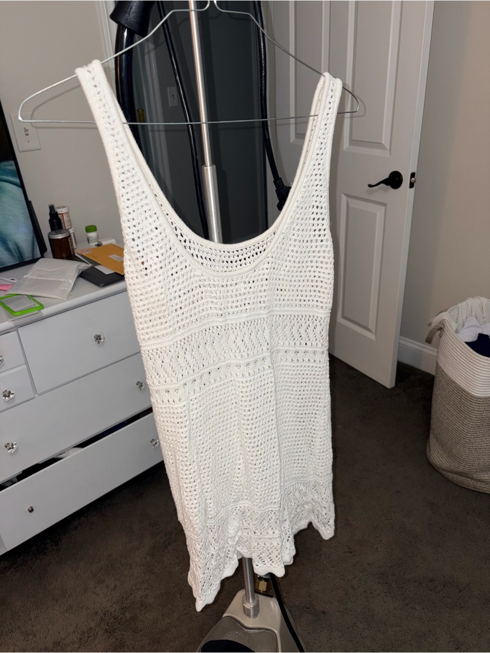 Women’s White Crochet Tank Dress